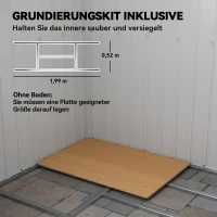 Outsunny Geräteschuppen, mit Lüftungsfenstern, Schiebetüren, verzinkter Stahl, 213 x 130 x 172 cm, Dunkelgrau(m-6)