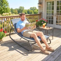 Outsunny Poltrona a Dondolo con Ampio Sedile in Rete e Cuscino Spesso, 101x66x63 cm, Grigio(m-4)