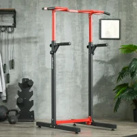 SPORTNOW Station de musculation multifonction avec barre de traction hauteur réglable sur 6 positions noir et rouge(m-10)