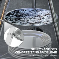 Outsunny Barbecue à charbon BBQ rond avec couvercle roues et contrôle température portable barbecue grill noir(m-7)