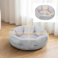 PawHut Cama para gato reversível, cama para gatos de interior e cães pequenos, cama redonda com borda de apoio, cinza claro(m-3)