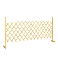 Outsunny Barrera extensible de madera de abeto 180 cm, base estable, para interior exterior balcón jardín, 180x30x90cm, natural