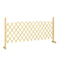 Outsunny Barrera extensible de madera de abeto 180 cm, base estable, para interior exterior balcón jardín, 180x30x90cm, natural(m-1)