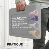 HOMCOM Ensemble d'haltères total 10 Kg - paires de 0,5/1/1,5/2 Kg avec mallette - entraînement musculaire - métal PU multicolore(m-6)