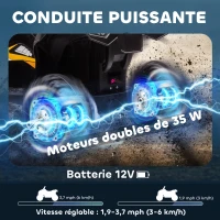 HOMCOM Quad électrique enfant 12 V, voiture électrique enfants 2 moteurs 2 vitesses 3-6 km/h, phares LED, klaxon, pour enfant de 3 à 5 ans, poignée et selle ergonomique, jaune(m-4)