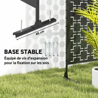 Outsunny Panneau brise vue décoratif paravent extérieur à motif géométrique ajouré en métal - 122 x 45 x 198 cm, noir(m-5)