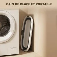 PawHut Baignoire pour Chien, Baignoire Pliable et Portable avec Trou de Drainage, pour Petits Chiens et Chiots, Gris(m-5)