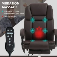 Vinsetto Six Point Vibrating Massage Office Chair - Dark Brown(m-4)
