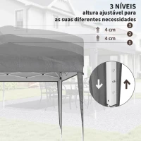 Outsunny Tenda Dobrável 3x3 m Tenda Pop-up de Jardim com Altura Ajustável e Saco de Transporte Tecido Oxford 210D Anti-UV Cinzento(m-7)