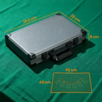 SPORTNOW Mallette de poker coffret de poker complet 400 jetons, boîtier en ABS, cartes à jouer, dés, dealer, tapis, clés(m-3)