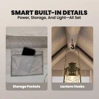 Outsunny Cort gonflabil 5–8 persoane, montare rapidă, 8000 mm impermeabil și rezistent la vânt cu pompă, racord pentru sobă, fereastră de acoperiș(m-4)