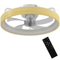 HOMCOM Ventilator de tavan cu lumină LED plafonier ventilator Ø49cm 7 pale 6 viteze luminozitate reglabilă mod vară-iarnă(m-1)