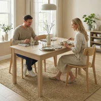 HOMCOM Mesa de comedor de diseño moderno bicolor con gran tablero 4-6 personas en madera dim. 119L x 70l x 75H cm(m-6)