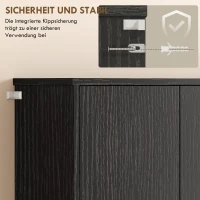 HOMCOM Buffet-Küchenschrank mit Arbeitsplatte, 6 Türen, hoher Stauraumschrank mit Regalen, Schwarz(m-7)