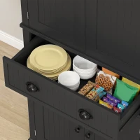 HOMCOM Buffet alto de cozinha, armário de cozinha com 4 portas, gaveta e prateleiras reguláveis, 76,2 x 40,2 x 183 cm, preto(m-5)