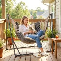 Outsunny Stelaż do hamaka, regulowany, składany, przenośny stojak z torbą, 290x78x100 cm, czarny(m-9)