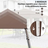 Outsunny Tonnelle Barnum de Jardin Pop-up Pliant 2,4 x 2,4 m Acier Polyester Sac de Transport Chocolat(m-7)