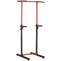 SPORTNOW Station de musculation multifonction avec barre de traction hauteur réglable sur 6 positions noir et rouge(m-12)