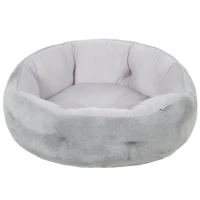 PawHut Cama para gato reversível, cama para gatos de interior e cães pequenos, cama redonda com borda de apoio, cinza claro(m-1)
