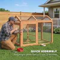 PawHut Gallinero Recinto exterior con barra para posarse y doble puerta, de madera y metal, para 2 gallinas, 104 x 70,5 x 84 cm Naranja(m-4)