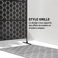 Outsunny Panneau brise vue décoratif paravent extérieur à motif géométrique ajouré en métal - 122 x 45 x 198 cm, noir(m-4)