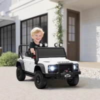 AIYAPLAY Voiture électrique enfants, télécommande 2,4G, 3 vitesses, 4 roues à suspension, musique, lumières LED et klaxon, blanc(m-10)