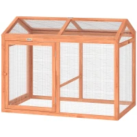 PawHut Gallinero Recinto exterior con barra para posarse y doble puerta, de madera y metal, para 2 gallinas, 104 x 70,5 x 84 cm Naranja(m-7)
