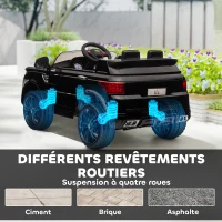 HOMCOM Voiture électrique enfants véhicule électrique 12 V double moteurs 3 à 5 km/h 110 x 68 x 52 cm noir(m-9)