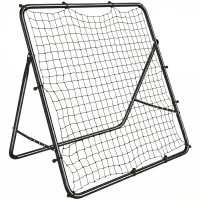 SPORTNOW Filet de Rebond Pliable Réglable à 5 Angles avec 24 Cordes Élastiques Filet pour Football, Acier, 120x73x112cm, Noir(m-11)