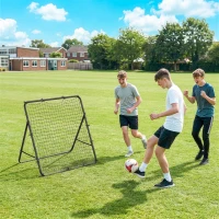 SPORTNOW Filet de Rebond Pliable Réglable à 5 Angles avec 24 Cordes Élastiques Filet pour Football, Acier, 120x73x112cm, Noir(m-9)