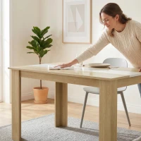 HOMCOM Mesa de comedor mesa de cocina diseño moderno con tablero grande 2-4 personas en madera dim. 120L x 69l x 75H cm(m-5)