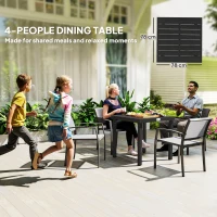 Outsunny Table à manger de jardin pour 4 personnes, en aluminium, 78 x 78 x 74 cm, noir(m-8)