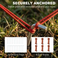 Outsunny Barraca túnel 4 pessoas, barraca familiar com cabine de dormir, alpendre, divisória removível, janelas, lona de chão, altura para ficar em pé(m-5)