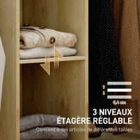 HOMCOM Armoire à repasser en bois table à repasser avec roulettes barre de suspension étagère 125 x 43,5 x 102,5 cm bois naturel(m-6)