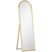 HOMCOM Miroir sur pied miroir de sol en bois rectangulaire arrondi avec support style scandinave dim. 148L x 41l cm(m-12)