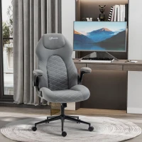 Vinsetto Fauteuil de bureau à roulettes chaise manager ergonomique pivotante hauteur réglable accoudoirs relevables gris(m-10)