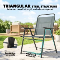 Outsunny Sillas Plegables de Jardín, Set de 2 Sillas de Camping con Asiento de Malla Gris.(m-4)