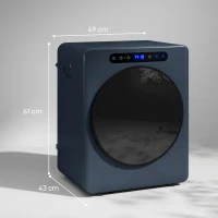 HOMCOM 5kg Afvoerdroger, 1000W Compacte Vrijstaande Frontlader-Wasdroger met Roestvrijstalen Trommel, Timer, Blauw(m-3)