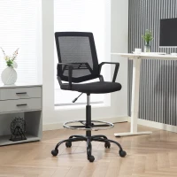 HOMCOM Fauteuil de bureau, chaise bureau ergonomique avec hauteur et repose-pieds réglables, 66,5 x 70,5 x 118-139,5 cm, noir(m-10)
