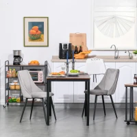 HOMCOM Lot de 2 chaises de salle à manger avec dossier assise rembourrée en velours pieds en métal gris(m-10)