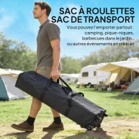 Outsunny Tonnelle de jardin pliante 3 x 3 x 2,75 m anti-UV 30 + avec fenêtres + parois latérales + sac de transport gris foncé(m-9)