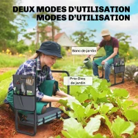 Outsunny Tabouret de jardin pliable agenouilloir de jardin avec coussin rembourré en mousse EVA, poches à outils, gris foncé(m-4)