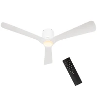 HOMCOM Ventilateur de plafond réversible avec lumière LED 6 vitesses silencieux télécommande diamètre 132 cm blanc(m-12)