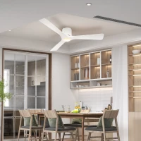 HOMCOM Ventilateur de plafond réversible avec lumière LED 6 vitesses silencieux télécommande diamètre 132 cm blanc(m-10)