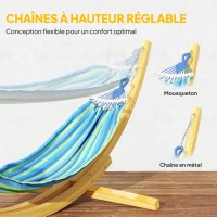 Outsunny Support pied de hamac structure robuste en bois de pin charge max. 120 Kg dim. 325L x 120l x 118H cm bois naturel(m-6)