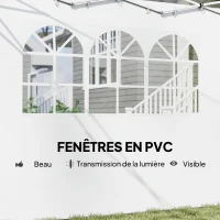 Outsunny Parois latérales pour tonnelle 3 x 3 m panneaux pour pavillon avec fenêtre lot de 2 tissu Oxford blanc(m-6)