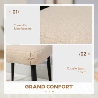 HOMCOM Repose pied salon, tabouret ottoman en tissu effet laine bouclée, pieds en acier, 42 x 42 x 44 cm, beige(m-4)