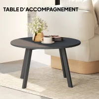 Outsunny Petite table basse ronde, table d'appoint avec patins antidérapants, cadre en métal, pour jardin, Ø 70 x 42 cm, noir(m-7)