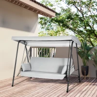 Outsunny Balancelle de jardin 3 places convertible toit inclinaison réglable 2 pochettes de rangement 236 x 138 x 185 cm gris(m-10)