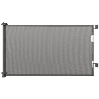 PawHut Barrière escalier chien rétractable opération à une main cadre en alliage d'aluminium tissu mesh 150 x  85 cm gris(m-12)